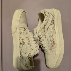 Vans Cream Floral Women's Sneakers